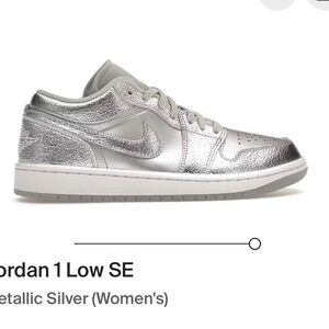 Air Jordan 1 Low Women's Metallic Silver Sneakers Size 10